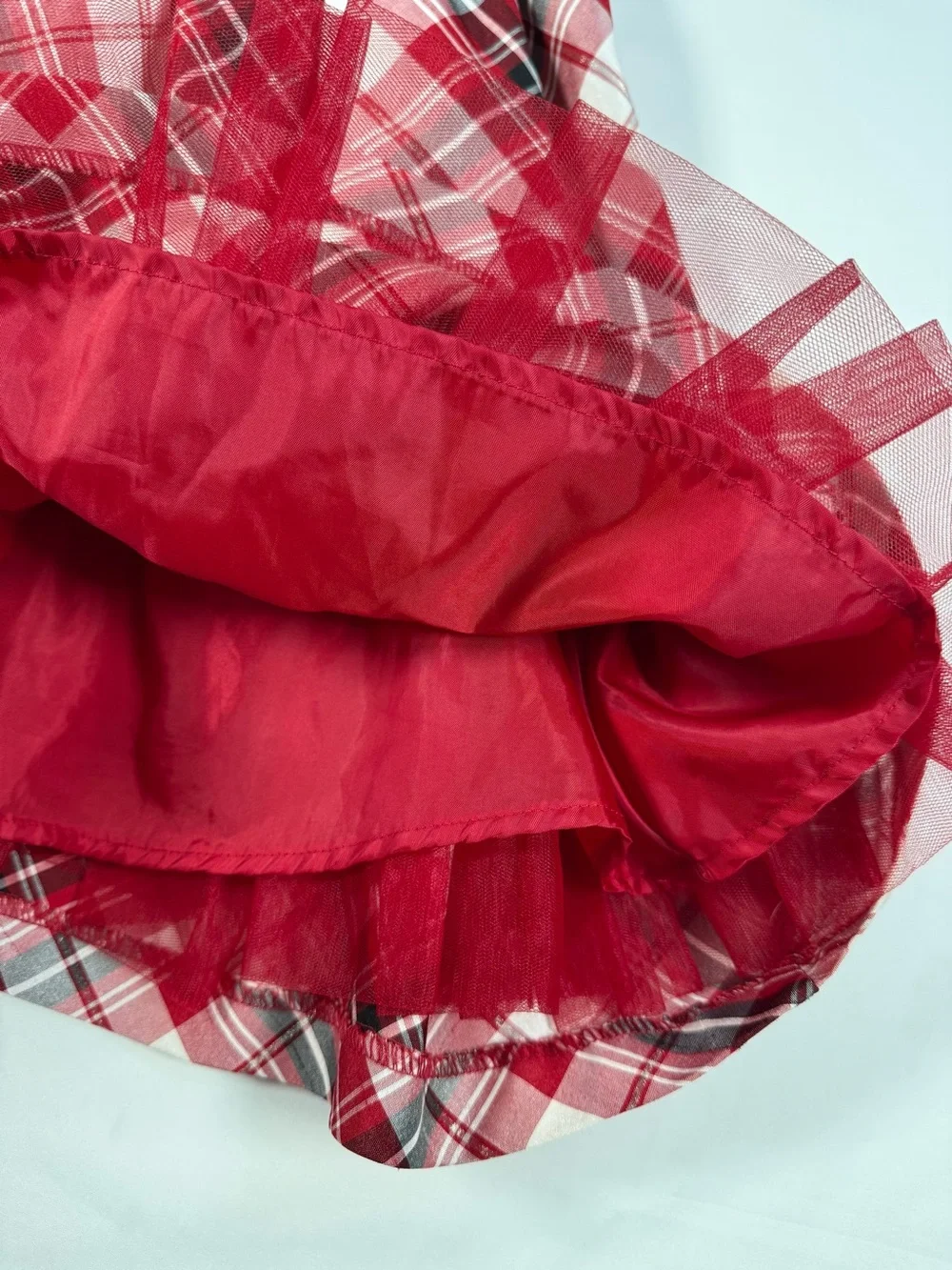 GYMBOREE Girls Holiday Cheer Plaid Tartan Party Dress 5 Christmas‎ Tulle Red Bow